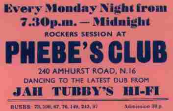 Jah Tubbys @  Phebes every Monday