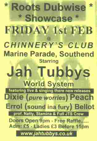 1st Feb 2002 Jah Tubbys at Chinnerys